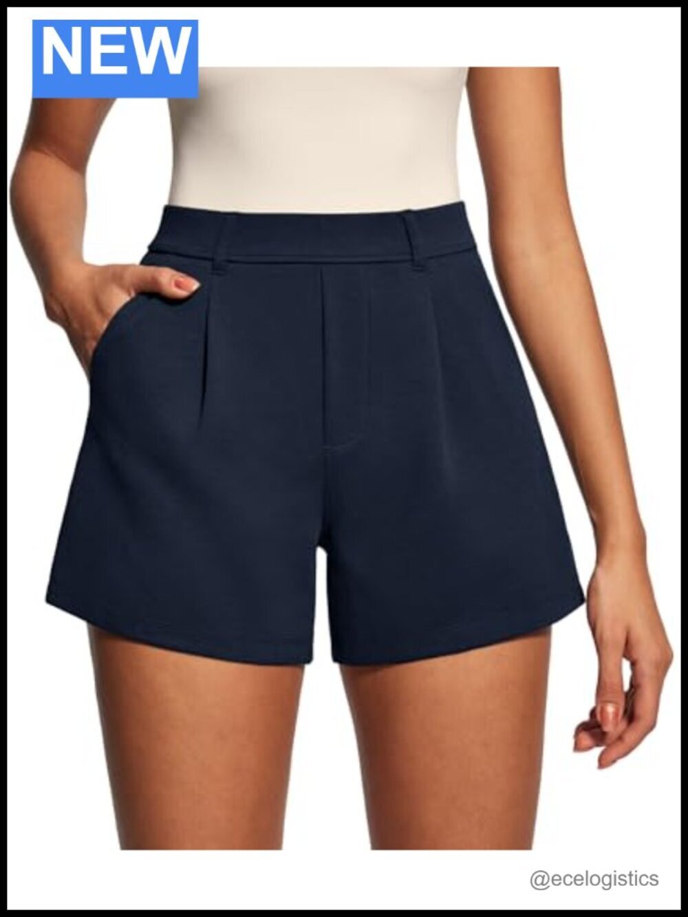 High Waisted Dressy Casual Shorts Pleated Wide Leg Work